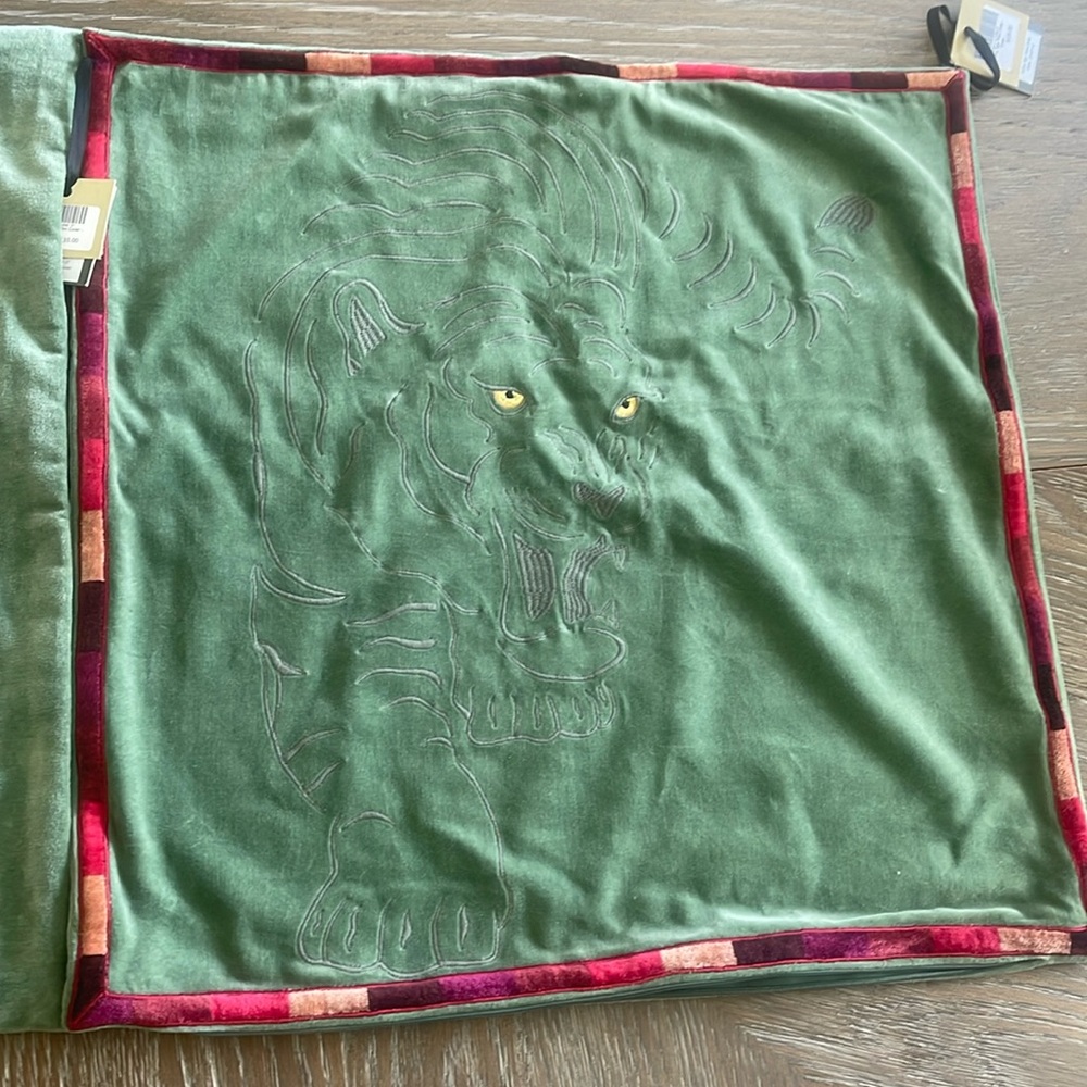 3 OKA famba tiger pillow cover- Green